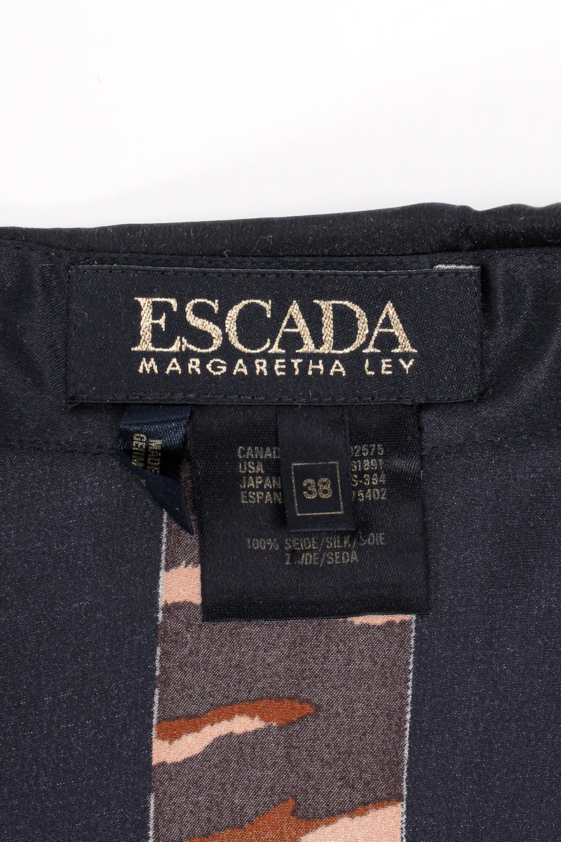 Vintage Escada Animal Ribbon Medals of Valor Shirt label at Recess Los Angeles