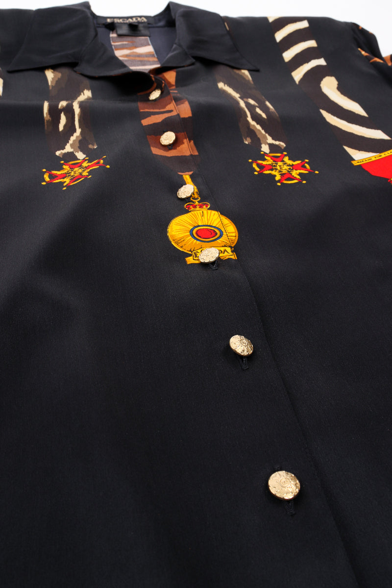 Vintage Escada Animal Ribbon Medals of Valor Shirt button placket at Recess Los Angeles