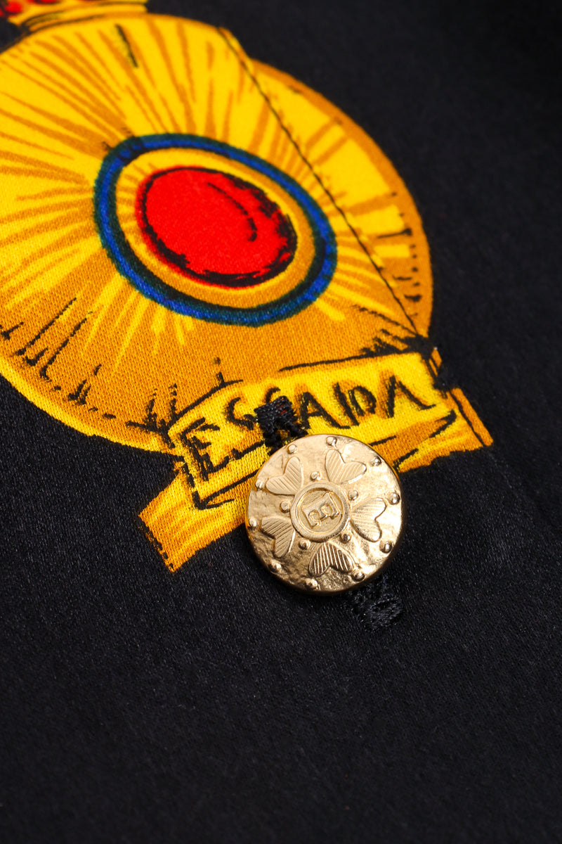 Vintage Escada Animal Ribbon Medals of Valor Shirt button detail at Recess Los Angeles