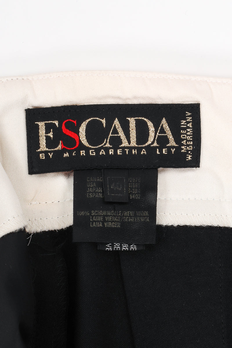 Vintage Escada High Waist Wide Leg Tuxedo Stripe Pant label at Recess LA