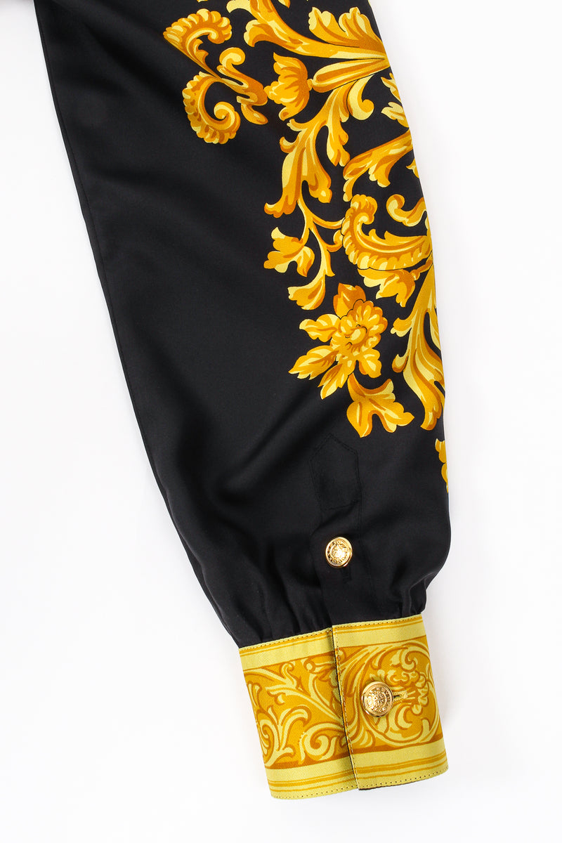 Vintage Escada Silk Baroque Sun Dial Shirt Versace Inspired sleeve cuff at Recess LA