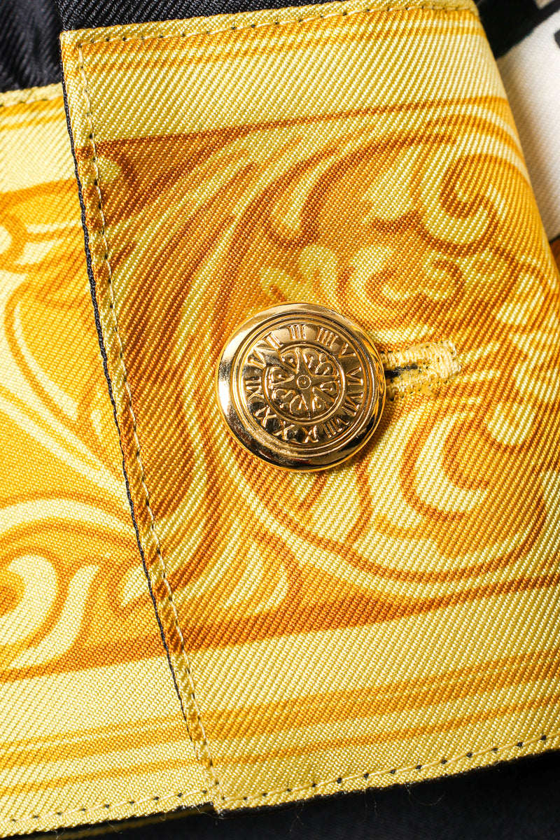 Vintage Escada Silk Baroque Sun Dial Shirt Versace Inspired button detail at Recess LA