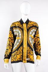 Vintage Escada Silk Baroque Sun Dial Shirt Versace Inspired on mannequin front at Recess LA