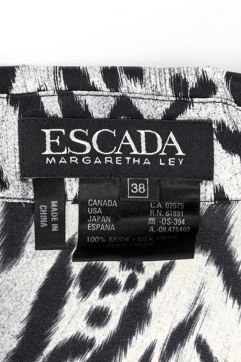 Vintage Escada Sleepy Hollow Abstract Animal Print Shirt label @ Recess LA