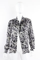 Vintage Escada Sleepy Hollow Abstract Animal Print Shirt on mannequin open @ Recess Los Angeles