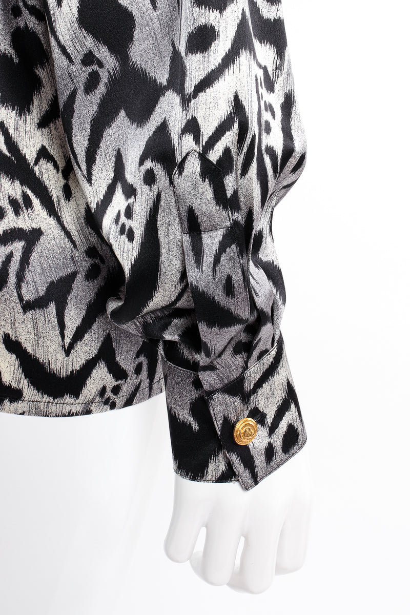 Vintage Escada Sleepy Hollow Abstract Animal Print Shirt on mannequin sleeve cuff @ Recess LA