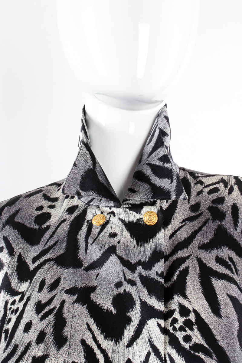 Vintage Escada Sleepy Hollow Abstract Animal Print Shirt on mannequin collar @ Recess LA