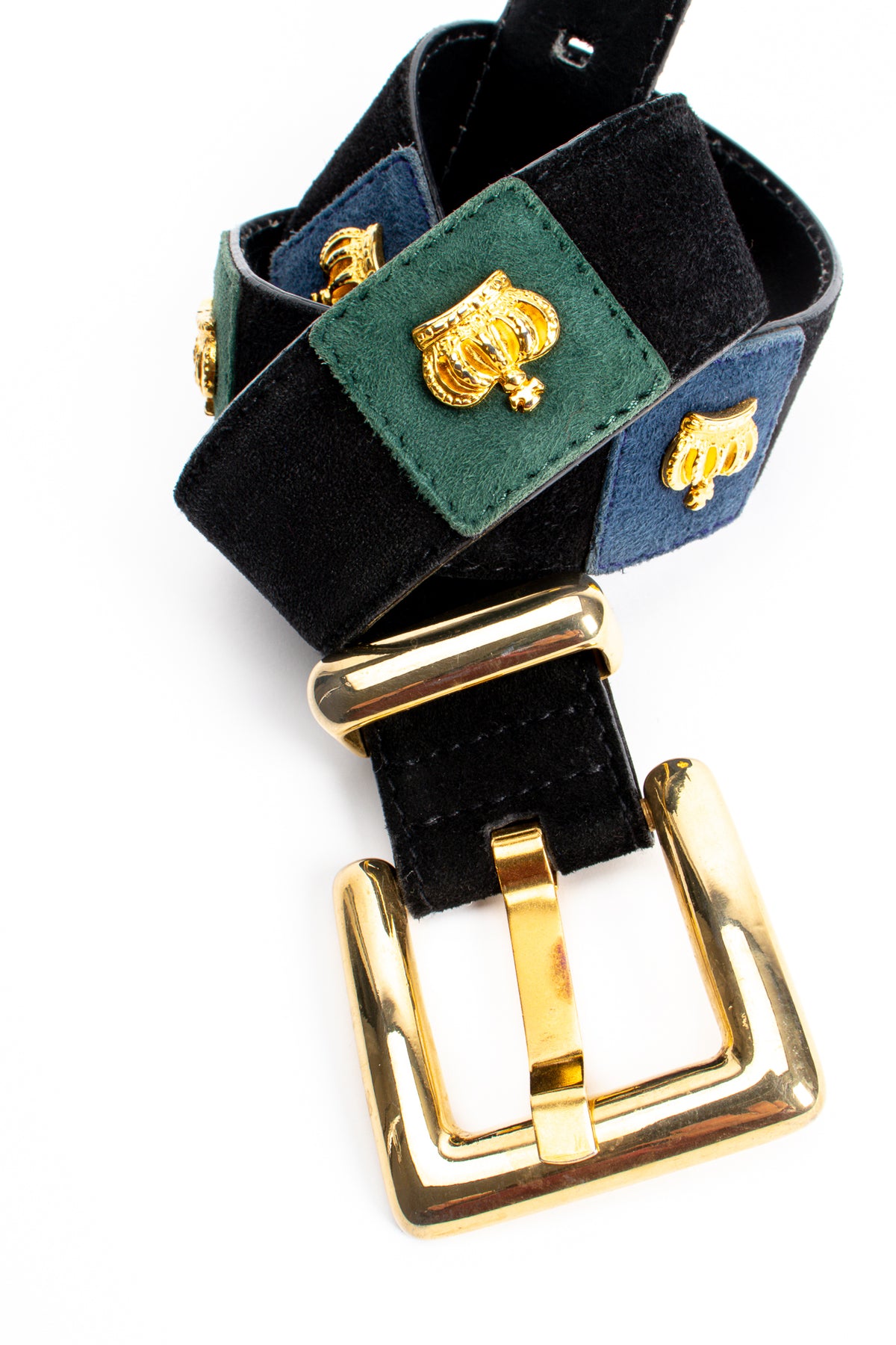 Escada Turquoise Suede Belt with Gold Logo Buckle Escada Skinny Suede Belt - Blue Belts, Accessories  main image 2