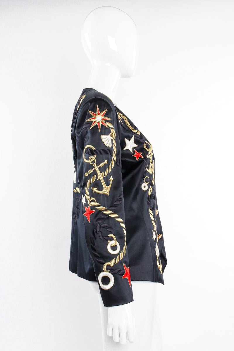 Vintage Escada Nautical Embroidered Anchor Jacket on Mannequin side at Recess Los Angeles