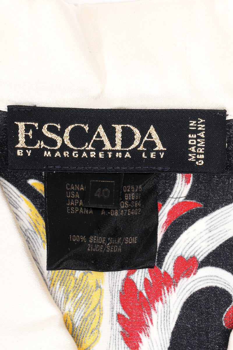 Vintage Escada Checkered Motorcycle Rally Silk Bodysuit label at Recess LA