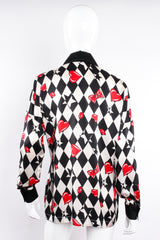 Vintage Escada Harlequin Hearts & Bows Silk Shirt on Mannequin back at Recess Los Angeles