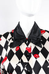 Vintage Escada Harlequin Hearts & Bows Silk Shirt on Mannequin collar at Recess Los Angeles