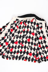 Vintage Escada Harlequin Hearts & Bows Silk Shirt flat open at Recess Los Angeles