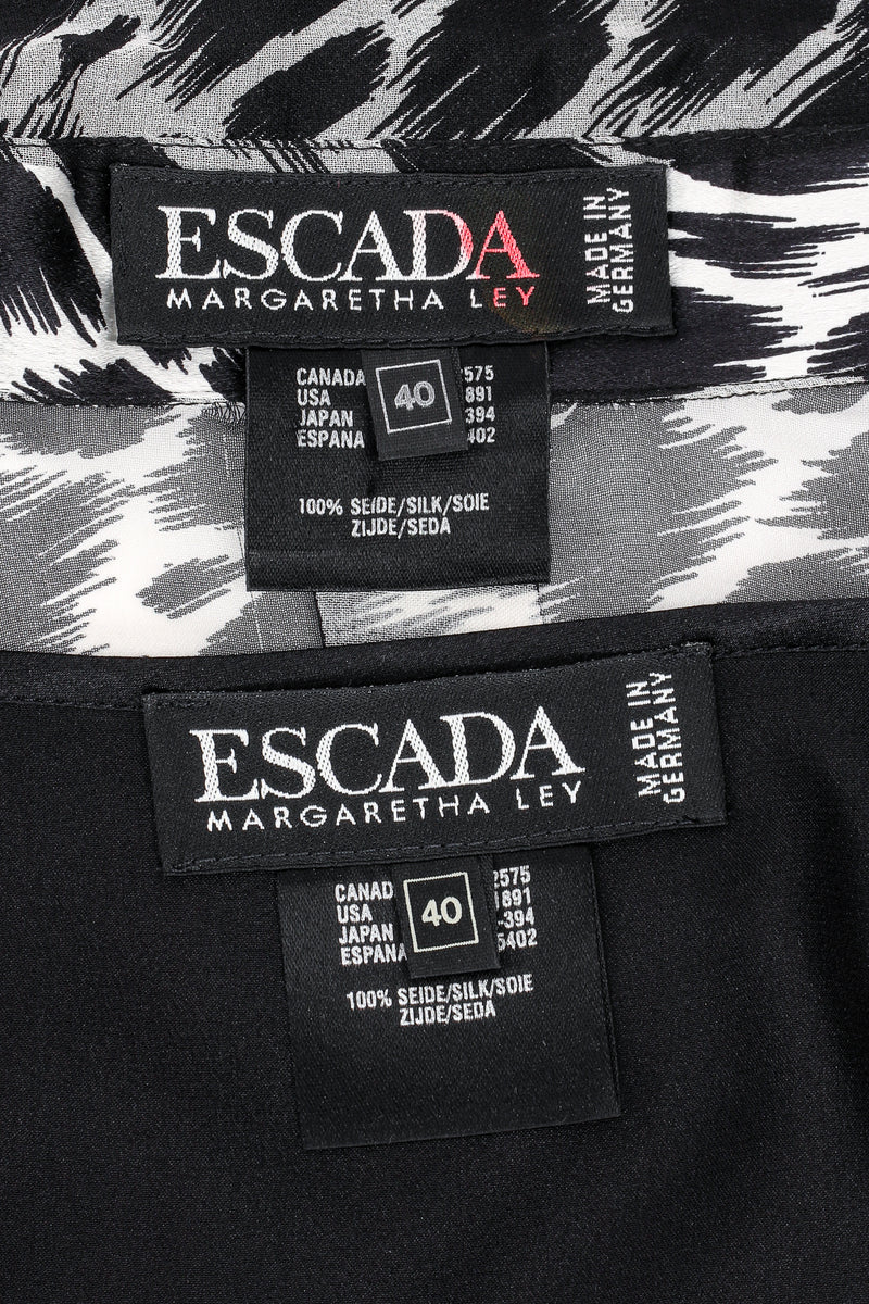 Vintage Escada Sheer Silk Animal Print Shirt & Tank labels at Recess Los Angeles