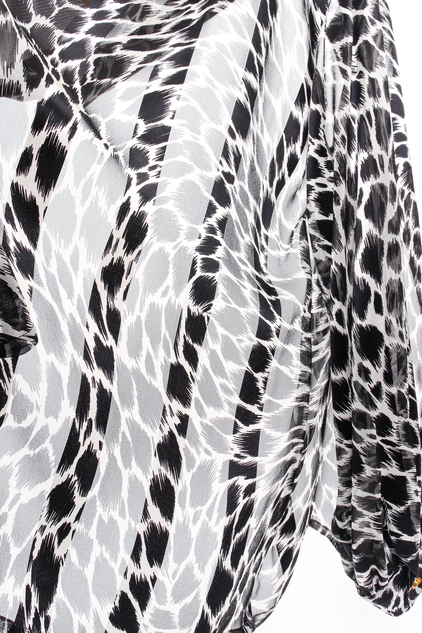 Vintage Escada Sheer Silk Animal Print Shirt & Tank fabric flow at Recess Los Angeles