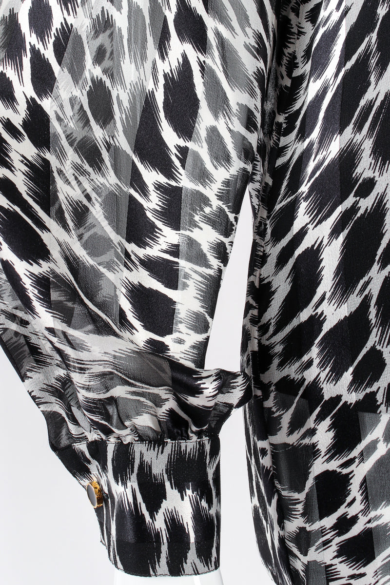 Vintage Escada Sheer Silk Animal Print Shirt & Tank on Mannequin fabric detail at Recess Los Angeles