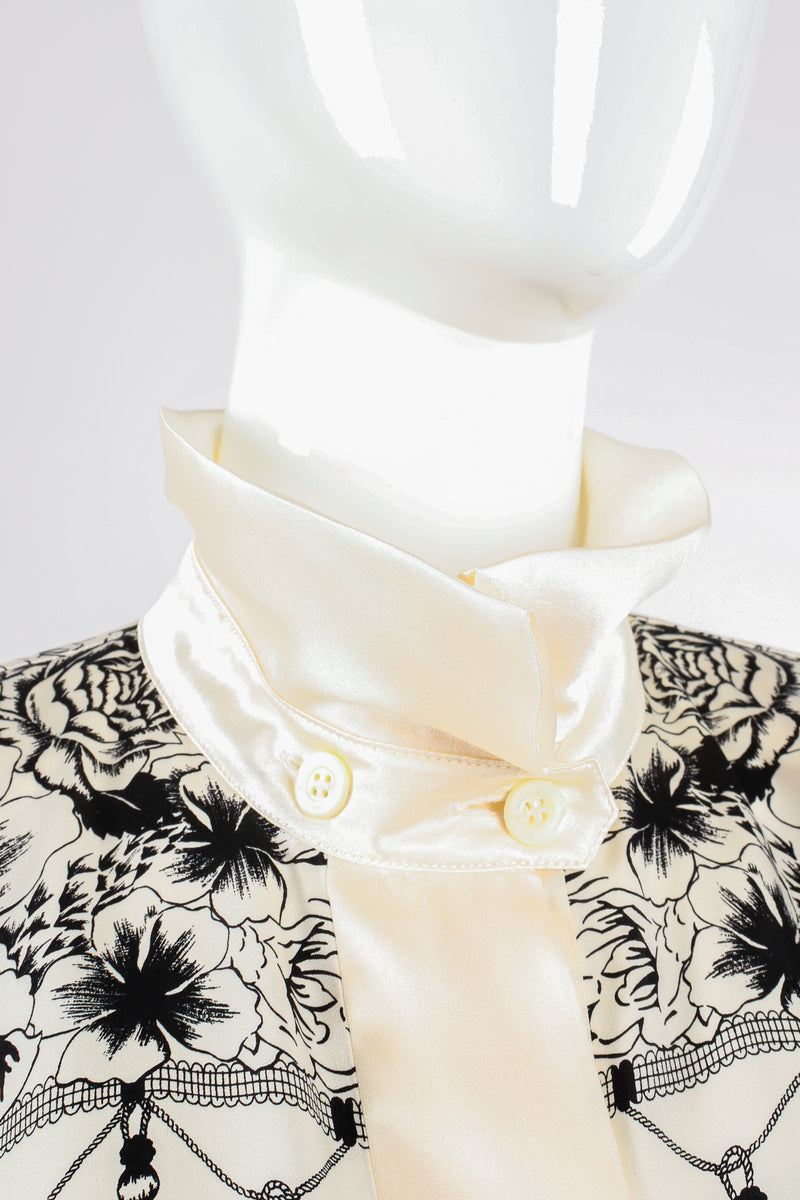 Vintage Escada Tasseled Mantilla Print Shirt on Mannequin collar detail at Recess Los Angeles