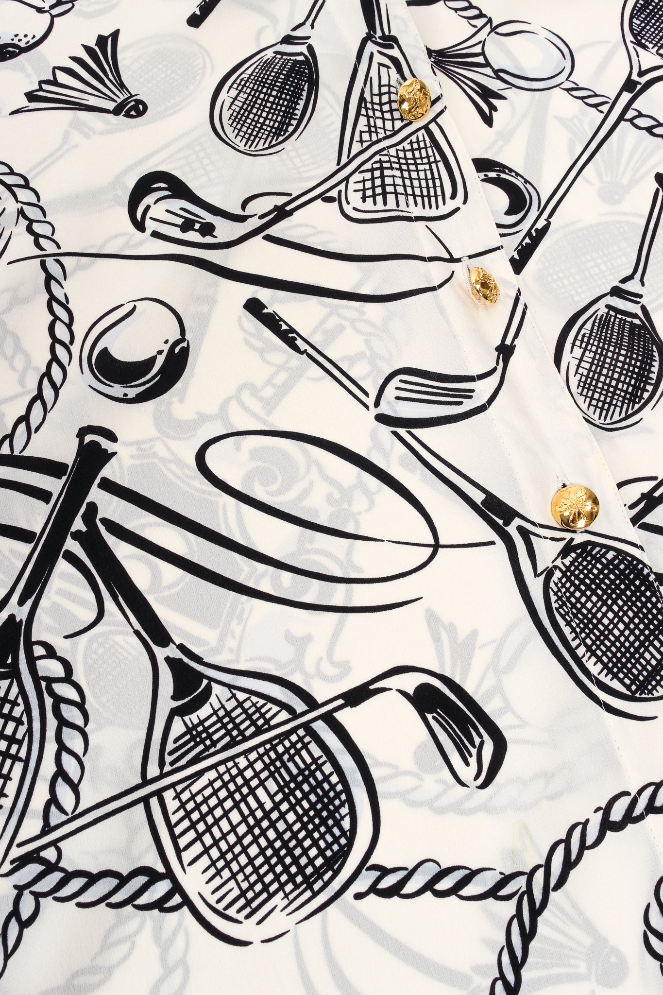 Vintage Escada Racquet Sport Print Silk Shirt sheer fabric at Recess Los Angeles