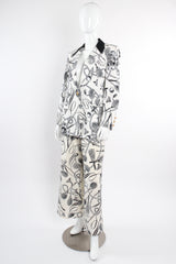 Vintage Escada Tennis Racket Club Sport Print Jacket on Mannequin front suit at Recess LA