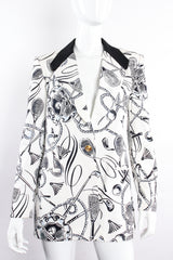 Vintage Escada Tennis Racket Club Sport Print Jacket on Mannequin front at Recess Los Angeles