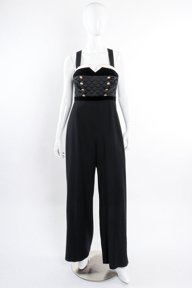 Vintage Escada Quilted Bodice Jumpsuit on Mannequin front at Recess LA
