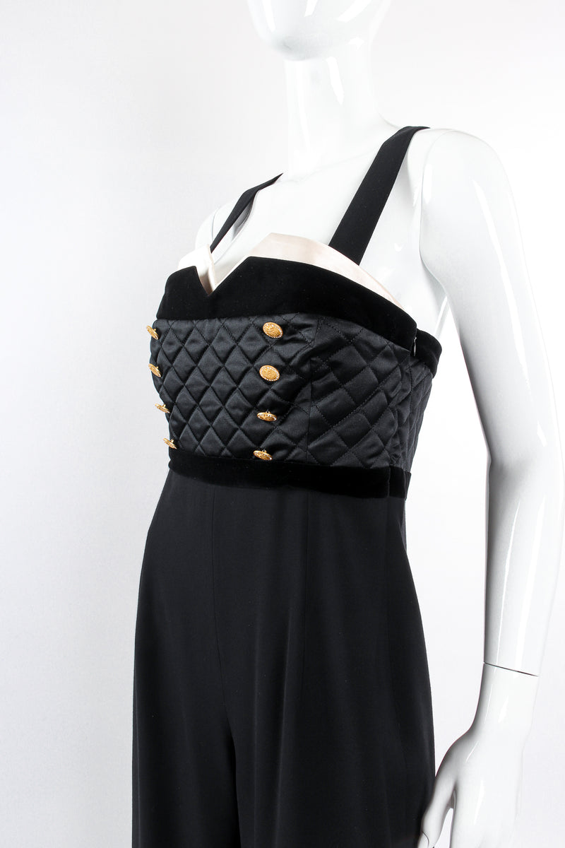 Vintage Escada Quilted Bodice Jumpsuit on Mannequin angle crop at Recess Los Angeles