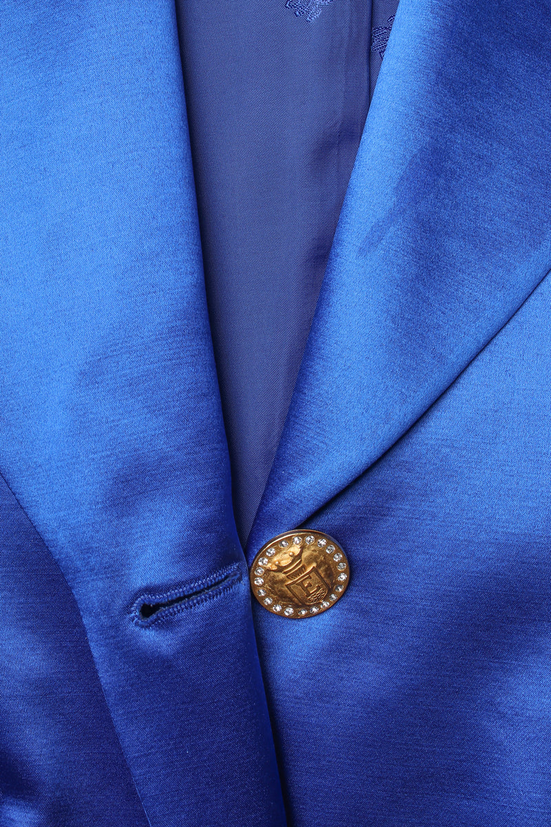 Vintage Escada Couture Royal Satin Boyfriend Jacket stains at Recess Los Angeles