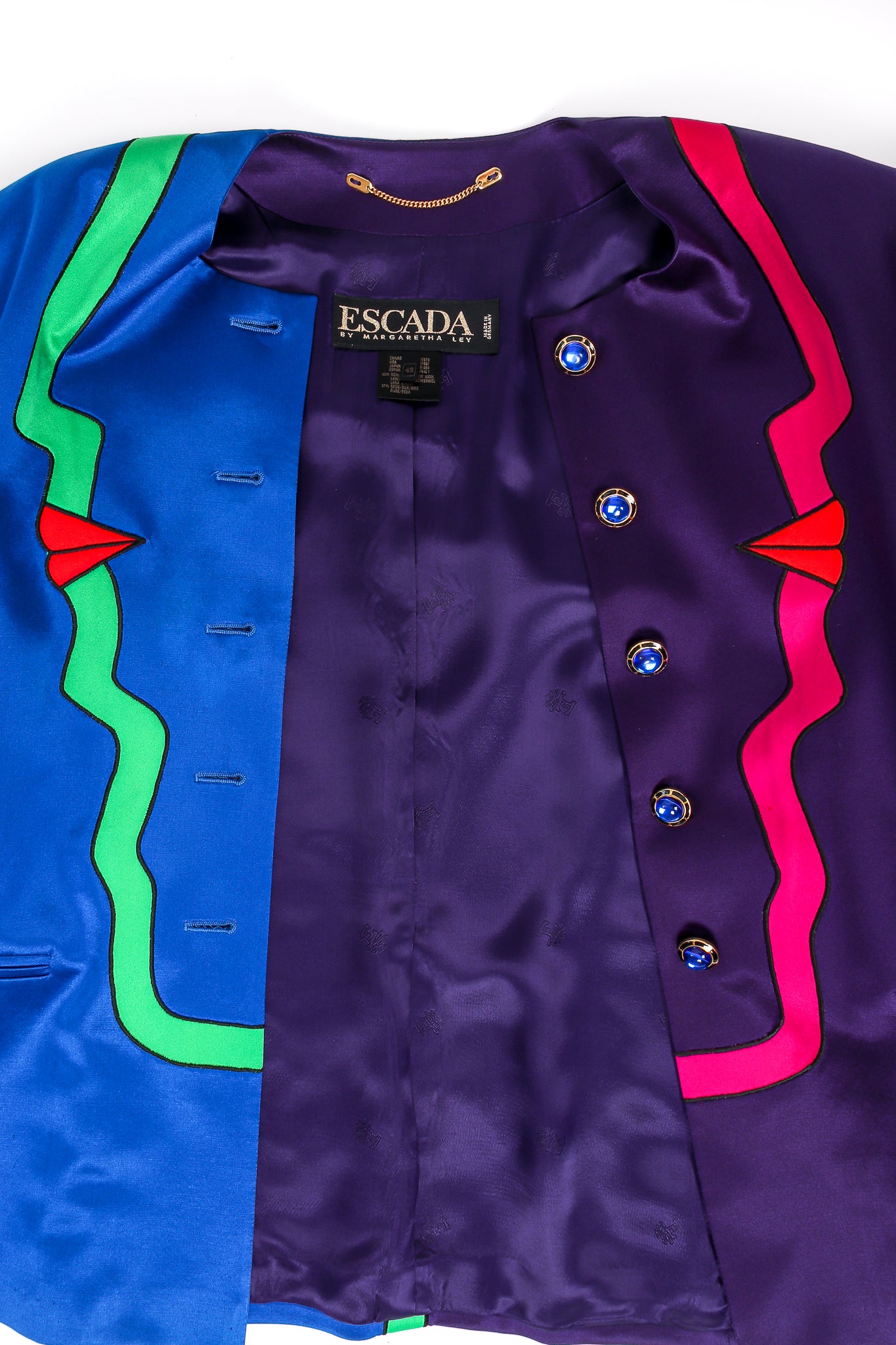 Vintage Escada Profile Color Block Satin Jacket lining at Recess LA