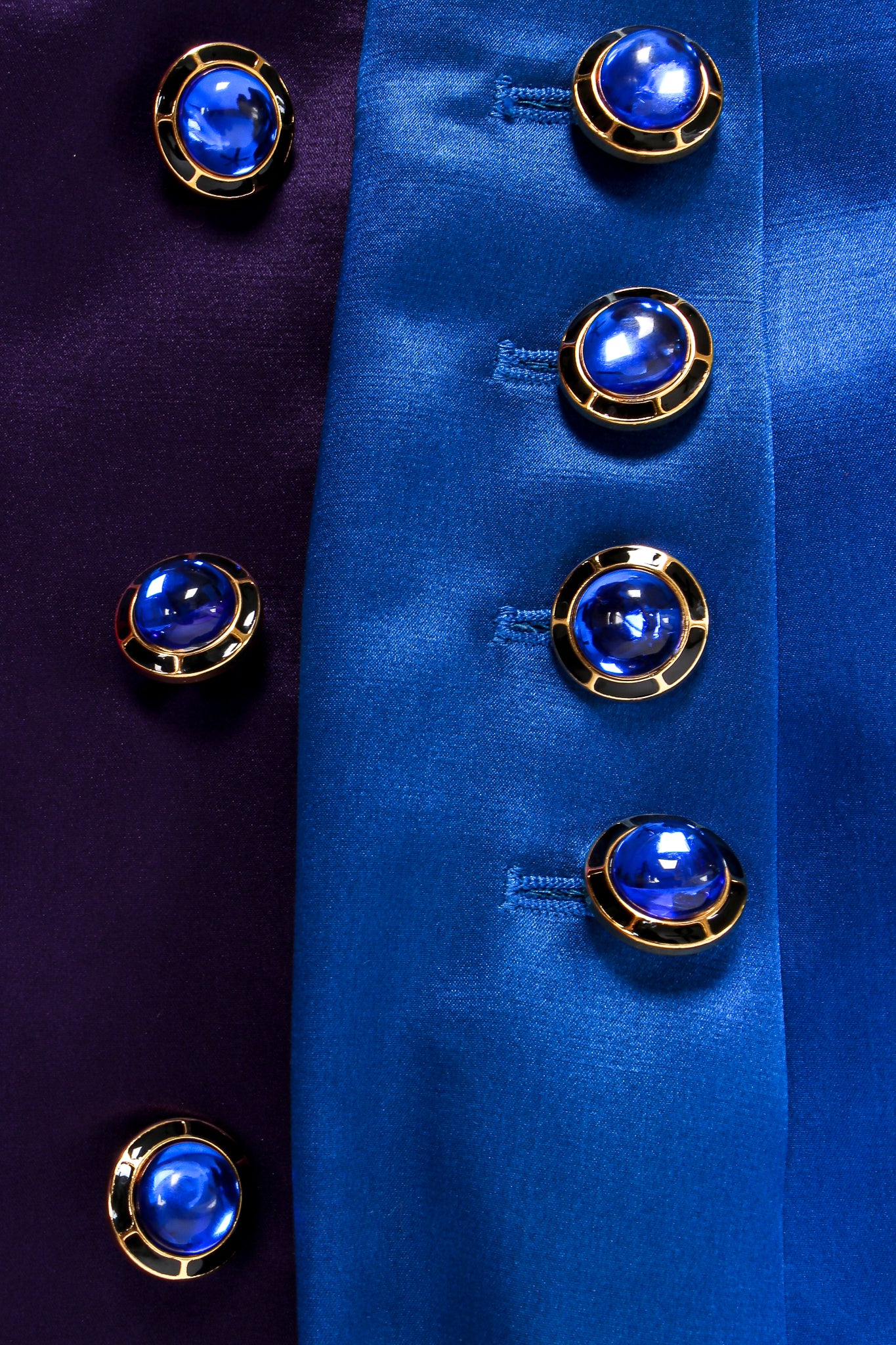 Vintage Escada Profile Color Block Satin Jacket Schiaparelli button detail at Recess LA
