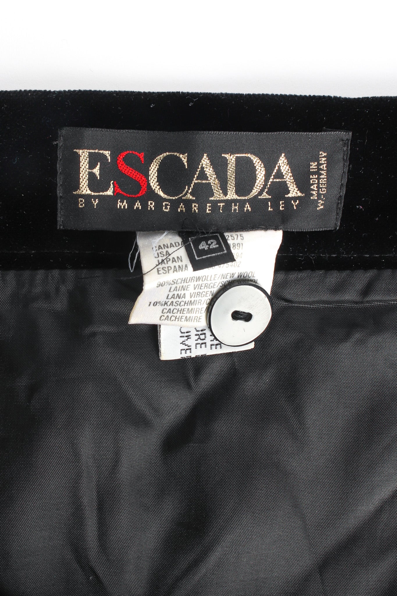 Vintage Escada Margaretha Ley 1980s Plaid Jacket & Skirt Set skirt tag @ Recess LA