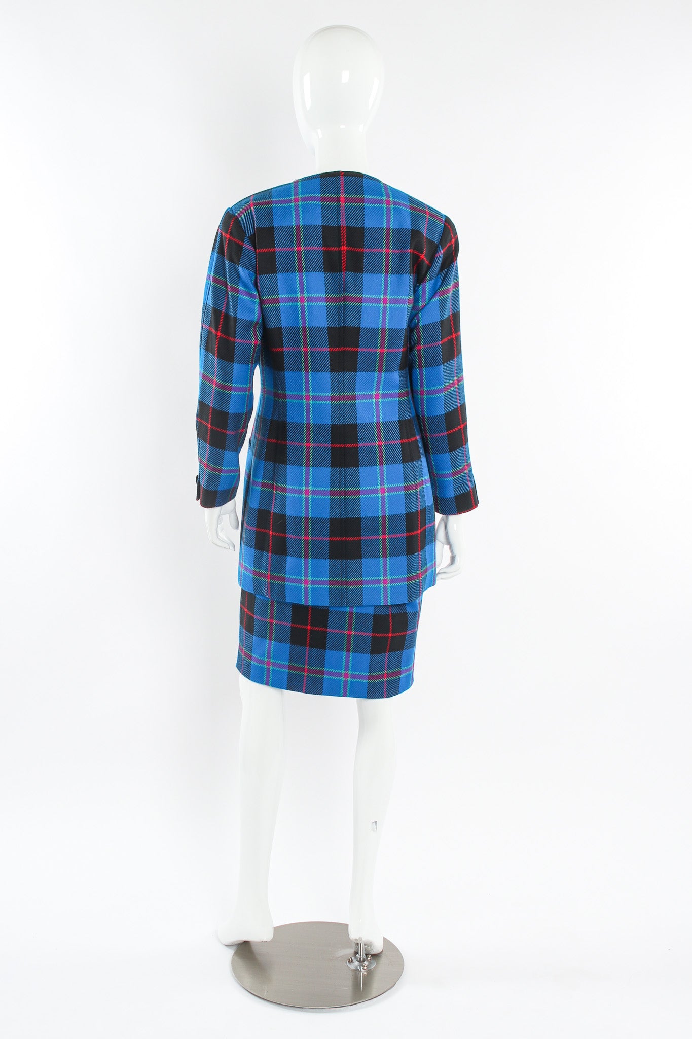 Vintage Escada Margaretha Ley 1980s Plaid Jacket & Skirt Set mannequin back @ Recess LA