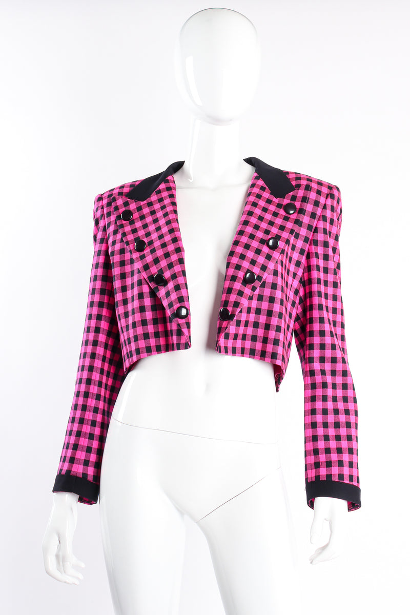 Vintage Escada Boxy Cropped Hot Check Jacket on mannequin front at Recess Los Angeles