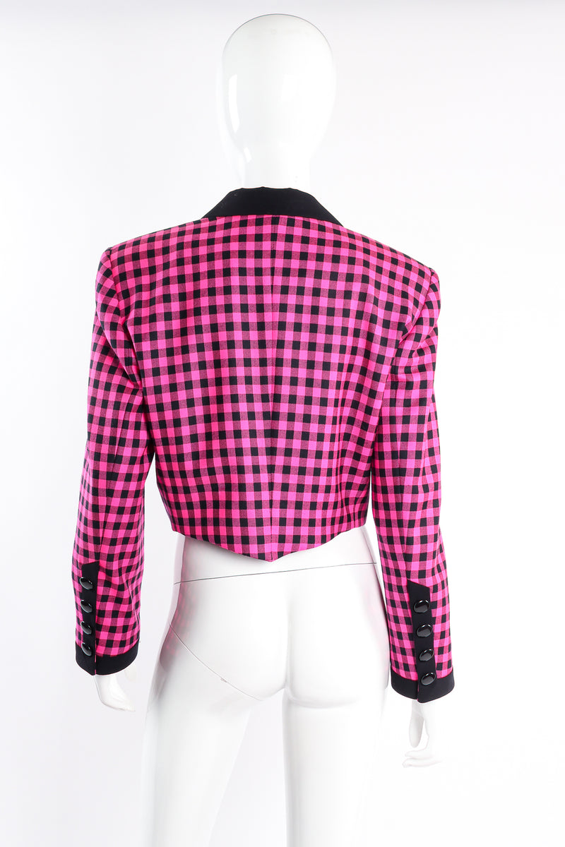 Vintage Escada Boxy Cropped Hot Check Jacket on mannequin back at Recess Los Angeles