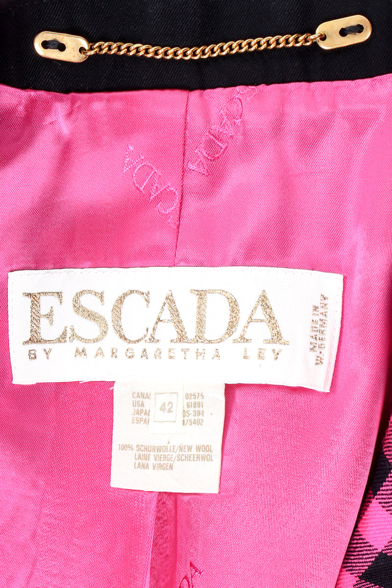 Vintage Escada Boxy Cropped Hot Check Jacket label at Recess Los Angeles