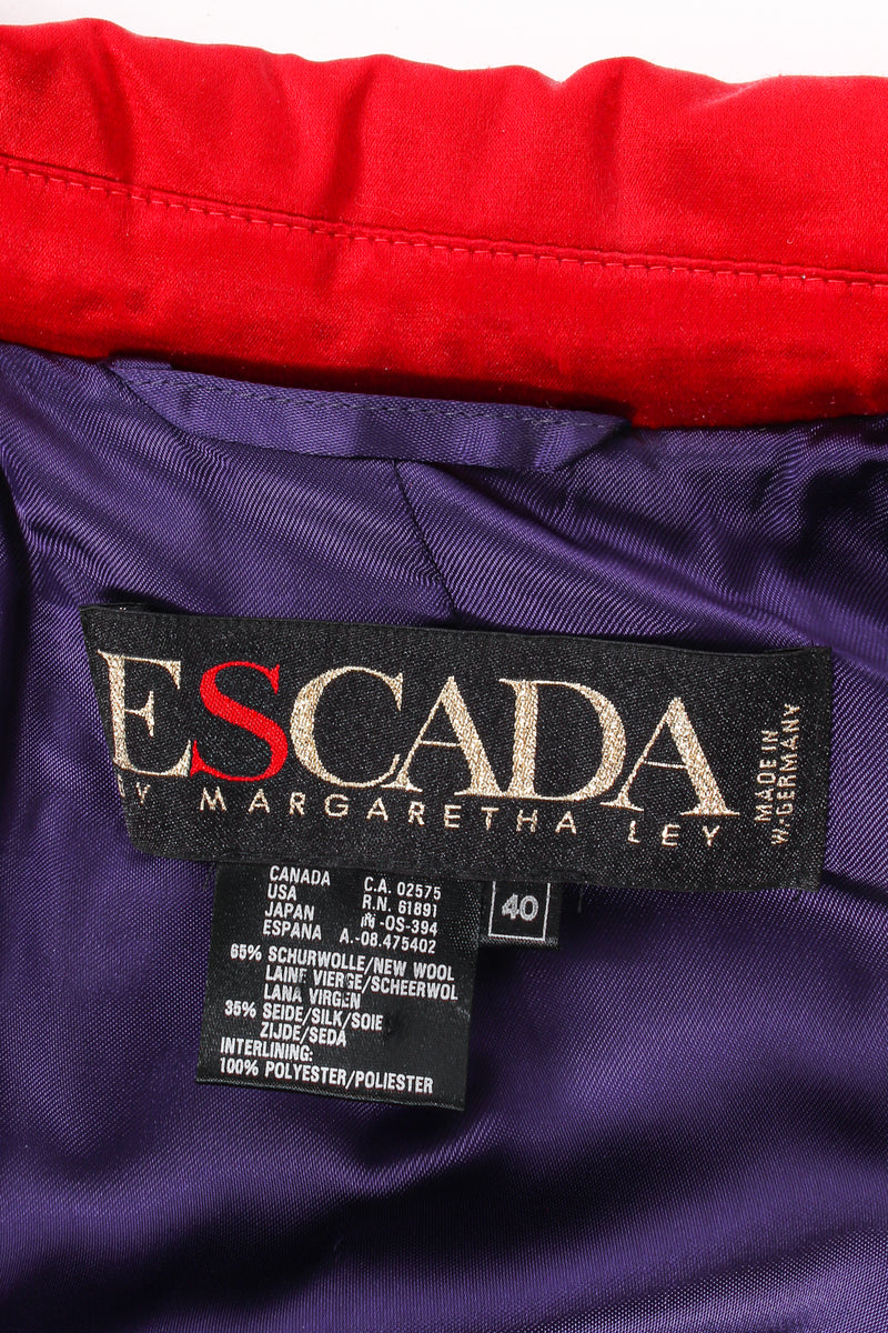 Vintage Escada Rainbow Jewel Quilted Satin Bomber label at Recess Los Angeles