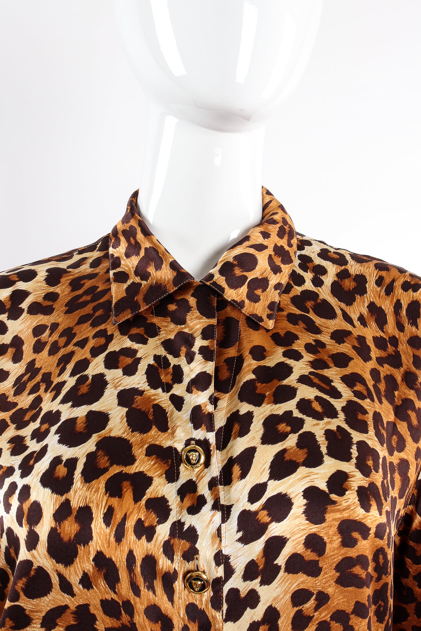 Vintage Escada Leopard Print Shirt & Scarf on Mannequin collar at Recess Los Angeles