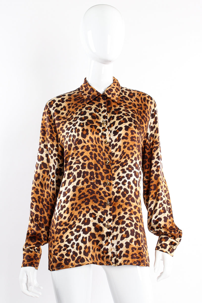 Vintage Escada Leopard Print Shirt & Scarf on Mannequin buttoned at Recess Los Angeles