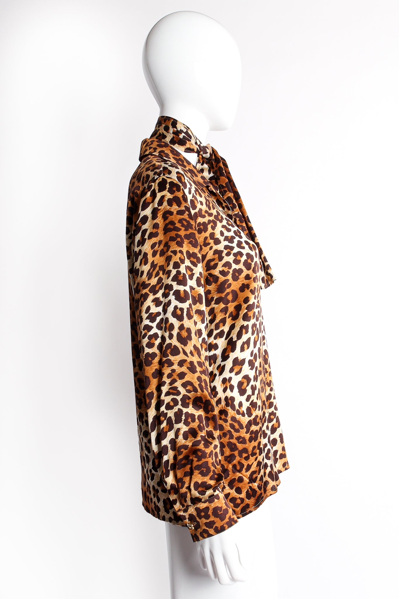 Vintage Escada Leopard Print Shirt & Scarf on Mannequin side at Recess Los Angeles