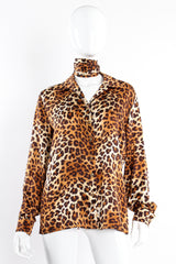 Vintage Escada Leopard Print Shirt & Scarf on Mannequin front at Recess Los Angeles