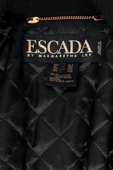 Vintage Escada Satin Colorblock Quilted Bomber Jacket label at Recess Los Angeles