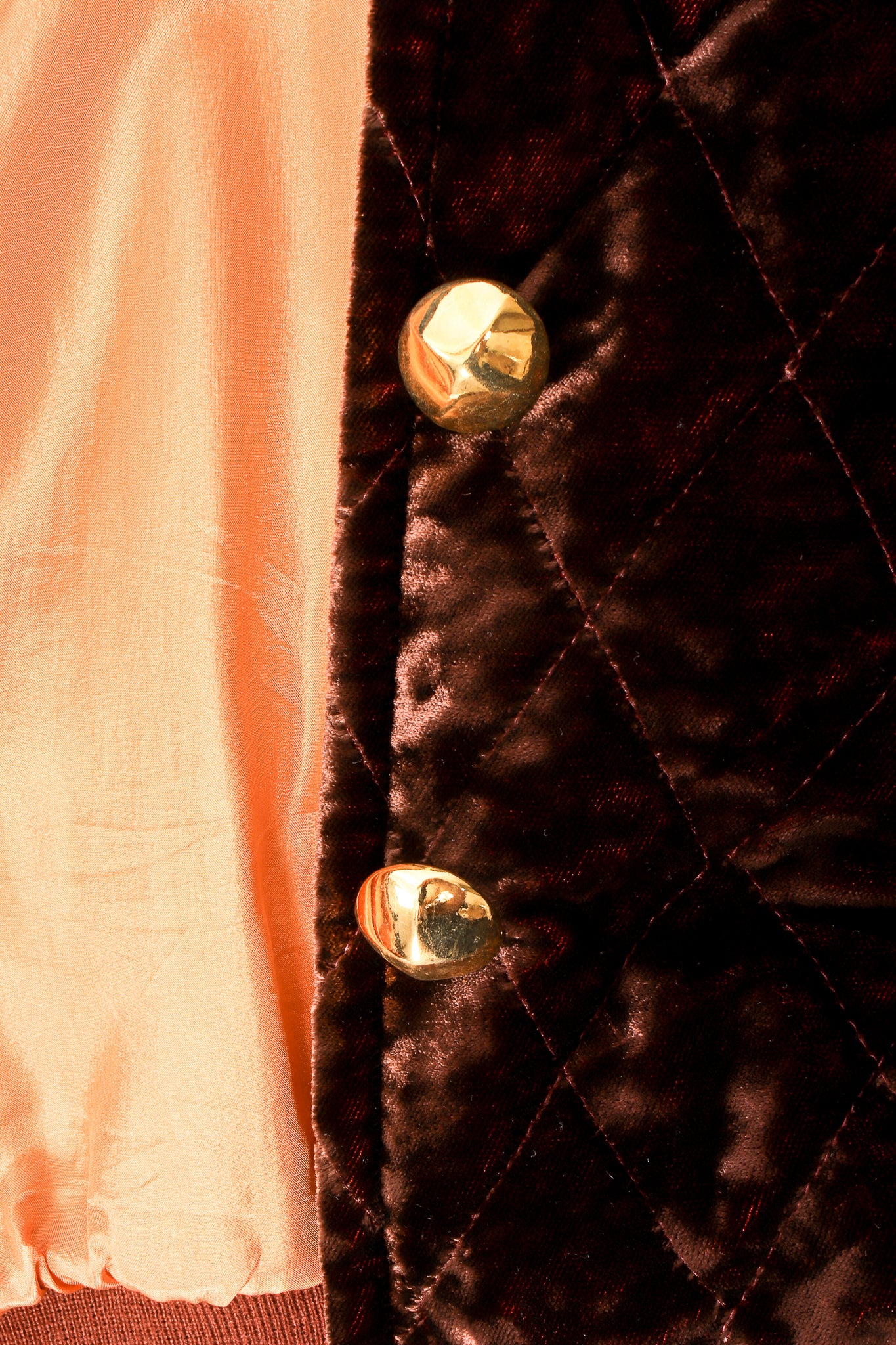 Vintage Escada Quilted Panne Velvet Bomber Jacket buttons at Recess Los Angeles
