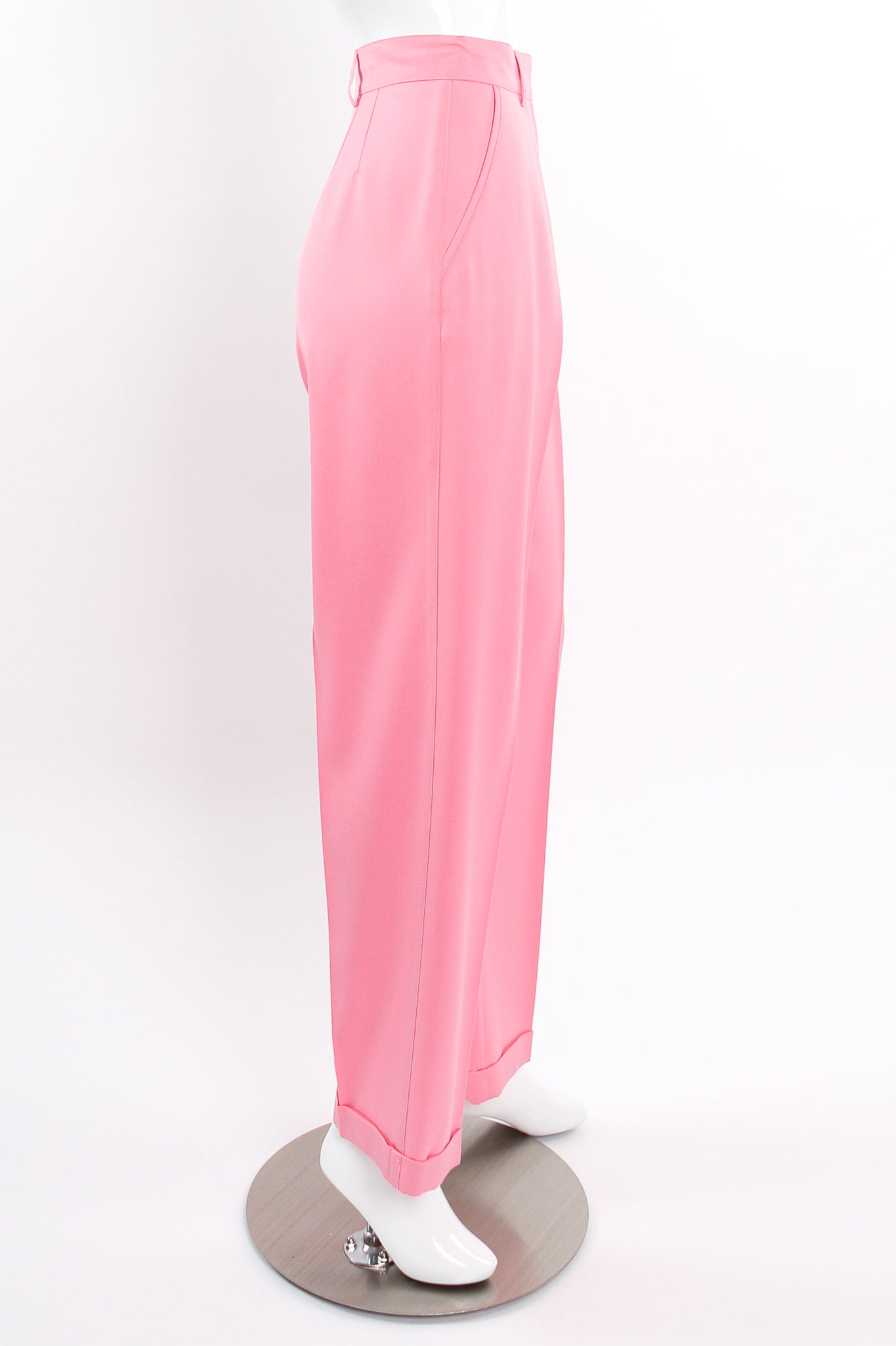 Vintage Escada Pink Cuffed Pleat Pant on Mannequin side at Recess Los Angeles