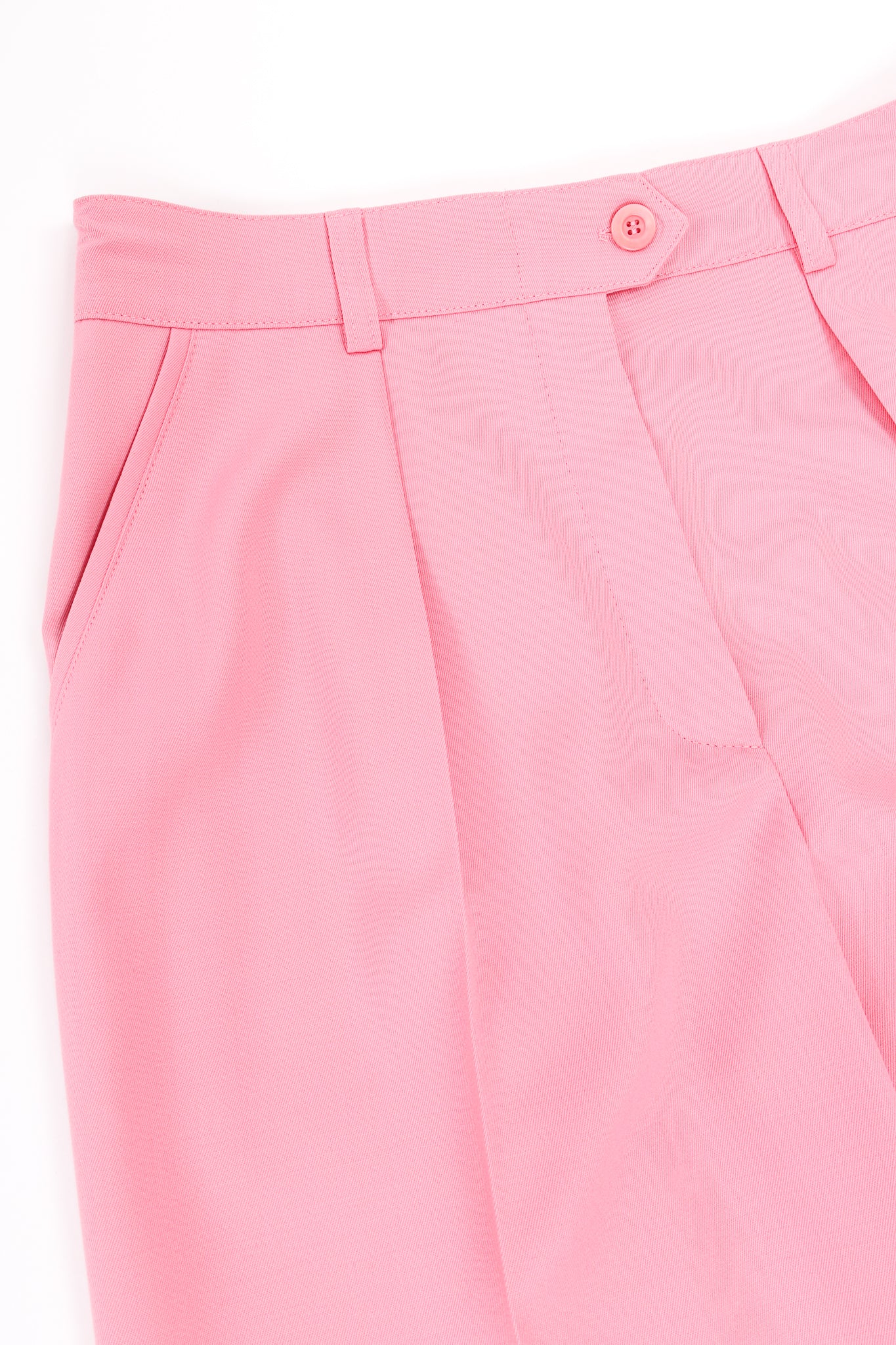 Vintage Escada Pink Cuffed Pleat Pant waist and pocket at Recess Los Angeles