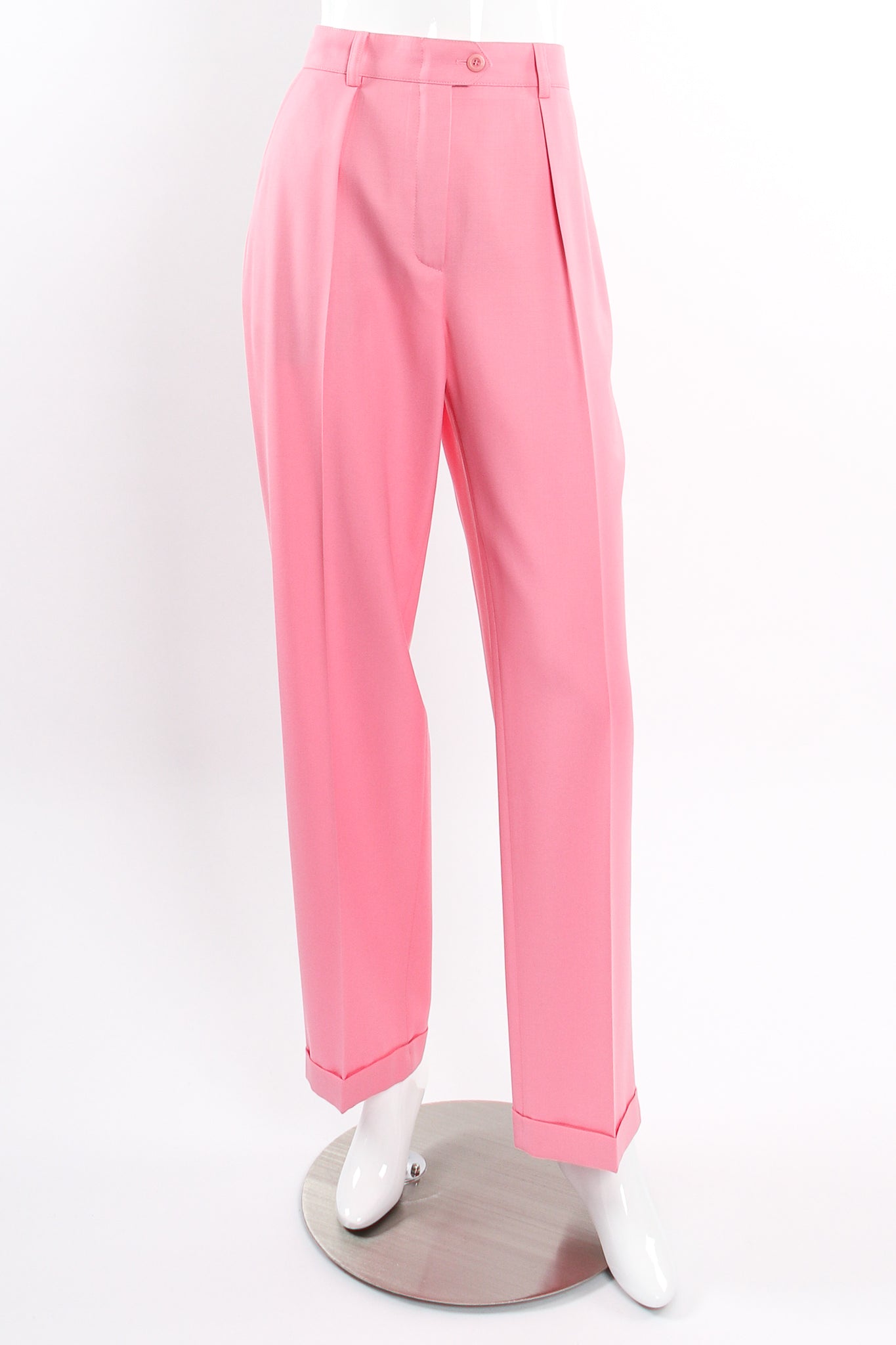 Vintage Escada Pink Cuffed Pleat Pant on Mannequin front at Recess Los Angeles