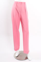 Vintage Escada Pink Cuffed Pleat Pant on Mannequin front at Recess Los Angeles