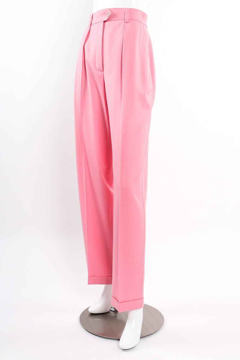 Vintage Escada Pink Cuffed Pleat Pant on Mannequin angle front at Recess Los Angeles