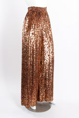 Vintage Escada Metallic Velvet Lamé Burnout Pant on mannequin angle at Recess Los Angeles