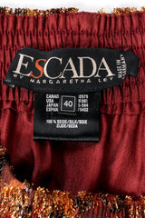 Vintage Escada Metallic Velvet Lamé Burnout Pant label at Recess Los Angeles