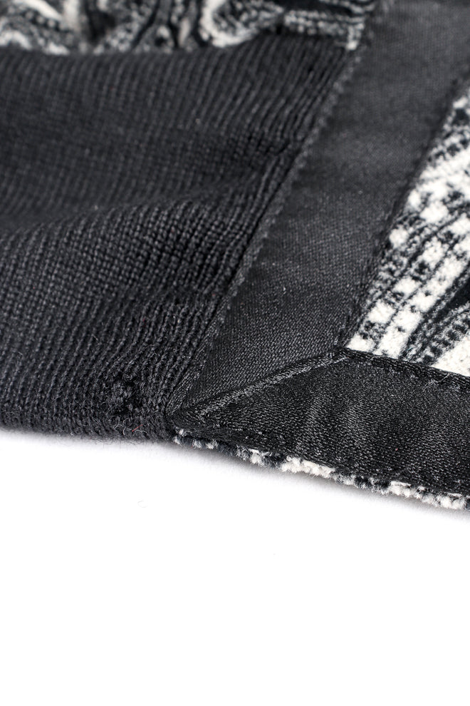 Vintage Escada Paisley Quilted Velvet Bomber Jacket waistband hole at Recess Los Angeles