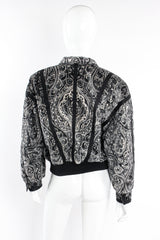 Vintage Escada Paisley Quilted Velvet Bomber Jacket on Mannequin back at Recess Los Angeles